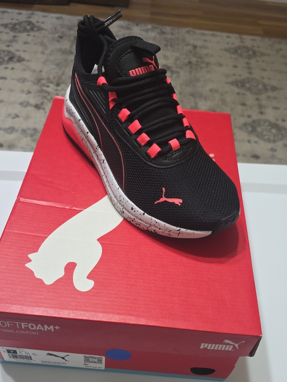 Puma Black Sneaker with Pink Accents